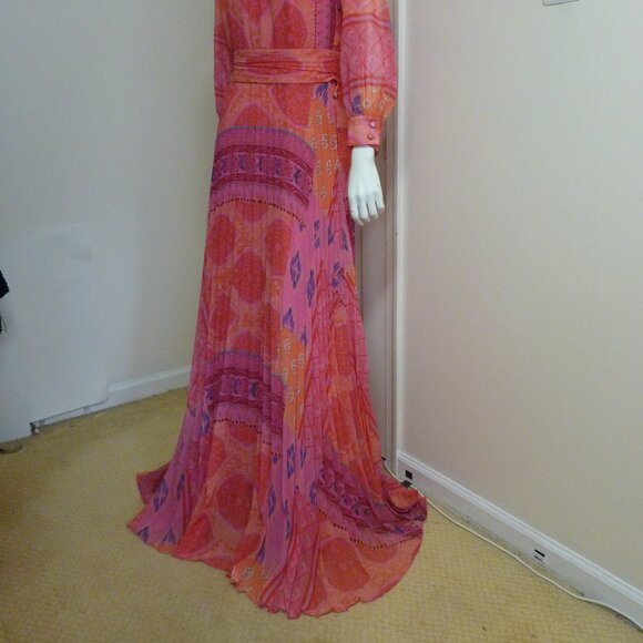 Teri Jon By Rickie Freeman Chiffon Floral Pleated Maxi Gown - Picture 11 of 14